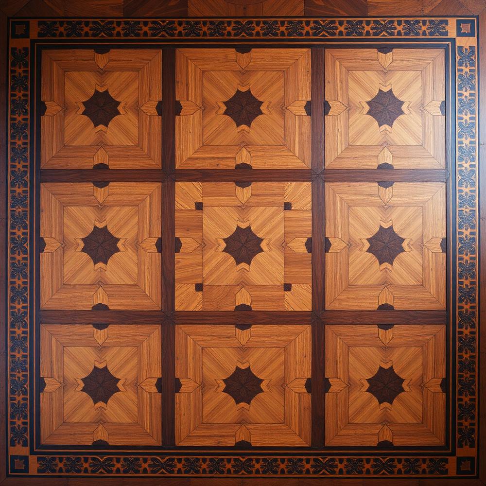 Historisches Tafelparkett mit geometrischen Einlegearbeiten